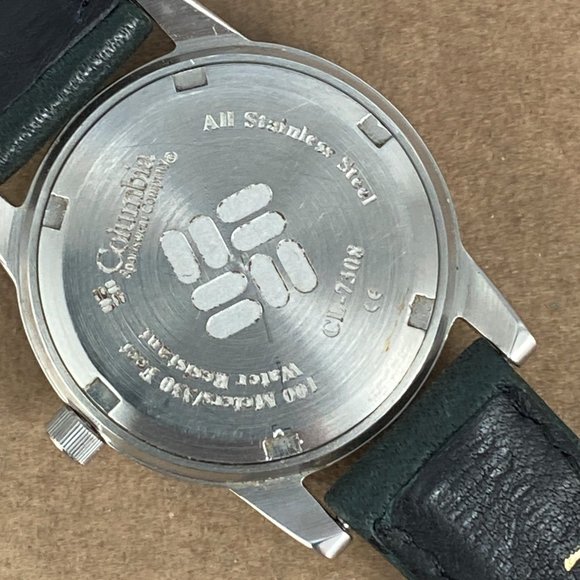 Columbia Sports Wear Sports Watch Silver Tone with Bluish Face Luminous Hands - Picture 3 of 8